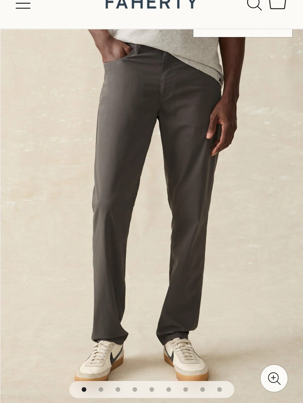 Faherty Men's Movement pant in Charcoal Gray
